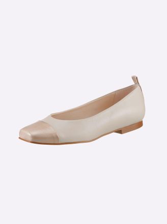 Heine Ballerina HEINE, Damen, Gr. 37, beige (sand, ros&eacute;), Glattleder, Lackleder, Leder, Rindsleder, Schuhe Ballerina