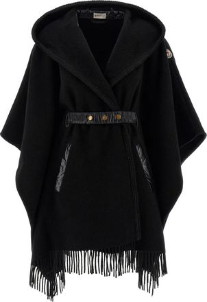 Moncler Cape met capuchon - Zwart