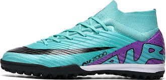 Generic Youth Grass Court Sneakers with Removable Spikes for Men and Women Football Training, Broken Nails -- Green Purple, 4.5 UK