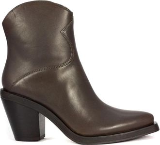 Ash Bruine Leren Enkellaarzen met Puntige Neus - Dames - Cowboylaarzen - Bruin - 38 EU - Leer - Schoenen