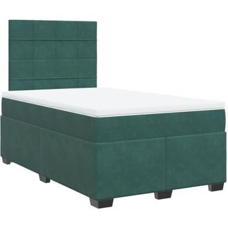 vidaXL Cama Box Spring Con Colch&oacute;n Terciopelo Verde Oscuro 120x200 Cm Vidaxl