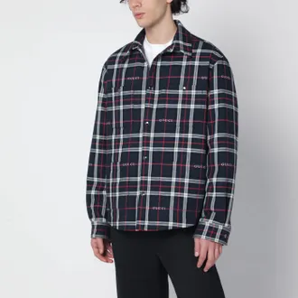 Gucci Camicia blu in tartan cotone jacquard