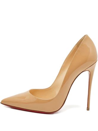 Christian Louboutin so kate pointed toe court pumps - women - Patent Leather/Calf Leather/Calf Leather - 37.5 - Neutrals