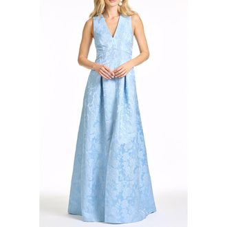 Sachin & Babi Brooklynne Floral Cloqu&eacute; Gown in Ice Blue at Nordstrom, Size 12