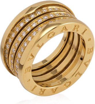 Bulgari Ladies 18kt Yellow Gold Diamond Pave Ring, Brand Size 53