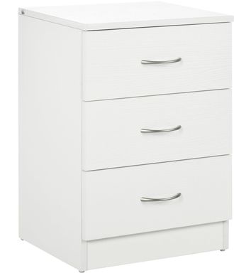 HOMCOM Modern 3 Drawers Side Cabinet Wooden Bedside Table White | TJ Hughes