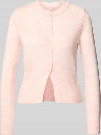 Only Regular Fit Strickjacke mit einreihiger Knopfleiste Modell ELLA in Hellrosa Melange, Gr&ouml;&szlig;e XL