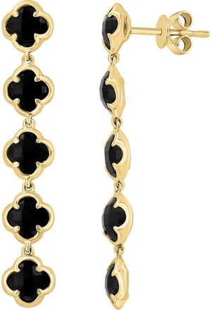 Effy 14K Yellow Gold Onyx Clover Linear Drop Earrings in Black at Nordstrom Rack