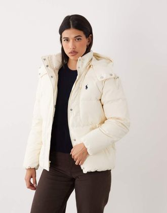 Polo Ralph Lauren Carly - Piumino con cappuccio color crema-Bianco