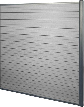 Hhg Hhg - Nunca Usado] Valla Cortaviento Wpc Sarthe, Poste De Aluminio, Elemento De Prolongaci&oacute;n, 1,85m Gris