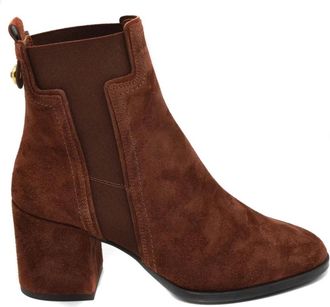 Tod's Su&egrave;de Enkellaarsje - Dames - Enkellaarsjes - Bruin - 35 EU - Su&egrave;de - Schoenen