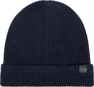 Tom Ford Pet met logopatch - Heren - Hoeden - Blauw - M - Wol - Accessoires