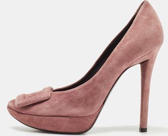 Roger Vivier Purple Suede Buckle Platform Pumps