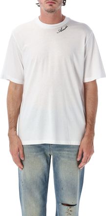 Amiri Script Cursive Logo Embroidered Cotton-Blend T-Shirt