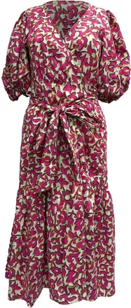 Diane Von Fürstenberg Diane Von Furstenberg Elektra Printed Midi Wrap Dress in Pink Viscose