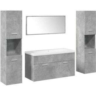 vidaXL Set Muebles De Ba&ntilde;o 5 Piezas Madera Ingenier&iacute;a Gris Hormig&oacute;n Vidaxl