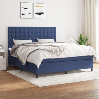 vidaXL Vidaxl - Cama Box Spring Con Colch&oacute;n Tela Azul 160x200 Cm
