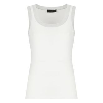 Fabiana Filippi White Cotton Top with Lurex Details - female - Fabiana Filippi - Sleeveless Tops - White - S - Tops