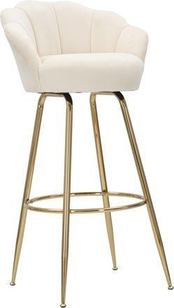 Mauro Ferretti Silla de bar de metal dorado y asiento de tela beige cm 55x53x110