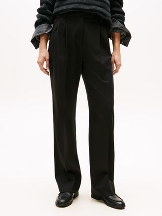 Tommy Hilfiger Anzughose TOMMY HILFIGER TIMELESS WOOL RLXD STRT PANT, Damen, Gr. 34, N-Gr, schwarz, Web, Obermaterial: 54% Polyester, 44% Wolle, 2% Elasthan, unifarb