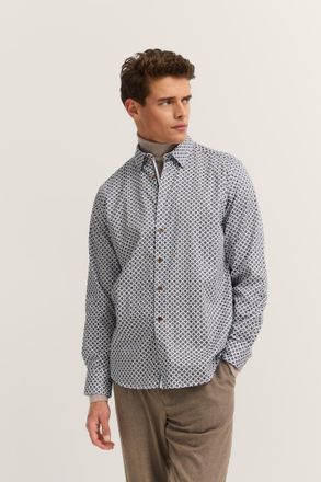 Bugatti Langarmhemd BUGATTI Modern Fit, Herren, Gr. L, Normalgr&ouml;ssen, weiss (130, wei&szlig;), 100% Baumwolle, Rautenmuster, normal, eckige 2-Knopf-Manschette, Hemd