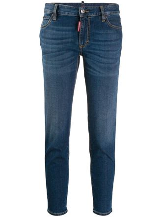 Dsquared2 cropped logo rise jeans - women - Cotton/Spandex/Elastane/Cotton/Polyester - 36 - Blue