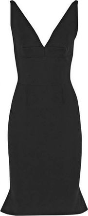 Roland Mouret Jasper sleeveless black v-neck stretch twill dress Size S