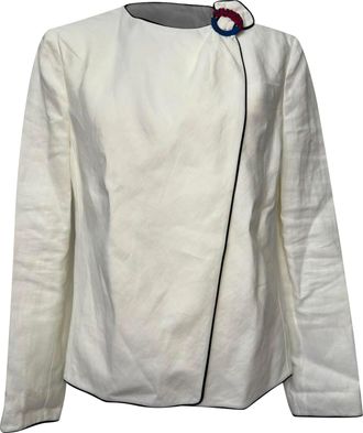 Giorgio Armani Appliqued Blazer in White Linen