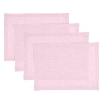 Solino Home Linen Placemats Set of 4, 14 x 19 Inch for Dining Table, Holiday and Everyday Table Decor - Athena in Bubblegum Pink at Nordstrom, Size
