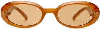Le Specs Work It 53mm Oval Sunglasses in Gold Pearl /Tan Tint at Nordstrom