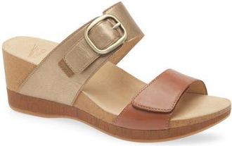 Dansko Shannon Platform Wedge Slide Sandal in Gold/tan Leather at Nordstrom, Size 10.5-11Us