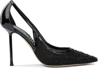 Ninalilou Zwarte leren mesh pumps - Dames - Pumps - Zwart - 37 1/2 EU - Schoenen