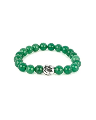 Jean Claude Stainless Steel Green Jade Lucky Laughing Buddha Bracelet
