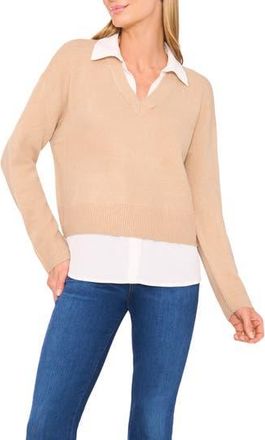 Halogen Layered Look Sweater in Nomad Camel at Nordstrom Rack, Size Xx-Large