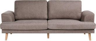 Beliani 3 Seater Sofa Brown Fabric Soft Back Cushions Modern Decor Style KILDAL