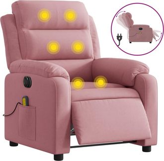 vidaXL Sill&oacute;n Reclinable De Masaje El&eacute;ctrico Terciopelo Rosa Vidaxl