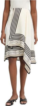 Karl Lagerfeld Asymmetrische Viscose Rok - Dames - Midirokken - Beige - XS - Rokken