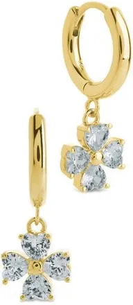 Sterling Forever Bria Cubic Zirconia Dangle Huggie Hoop Earrings in Gold at Nordstrom Rack