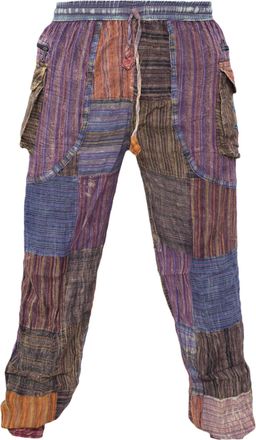 Gheri Mens Patchwork Peace Elastic Waist Hippie Gypsy Trousers X-Large Multicoloured