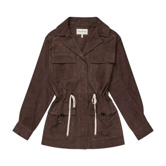 Munthe Su&egrave;de Leren Jas met Oversized Zakken - Dames - Zomerjassen - Bruin - S - Su&egrave;de - Jassen