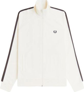 Fred Perry Contrast Tape Track Jacket - Heren - Vesten met rits - Beige - L - Katoen - Hoodies & sweatvesten