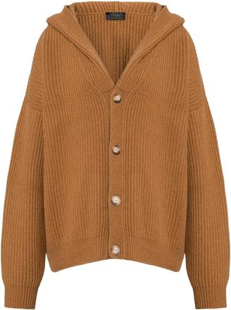 Dondup Patent-stitch Cardigan - Dames - Vesten - Bruin - S - Wol - Truien & Vesten