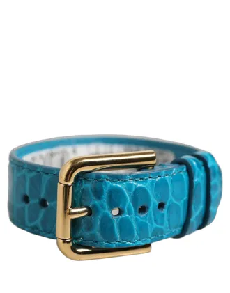 Dolce & Gabbana Croc-Embossed Calf Leather Belt - Blue
