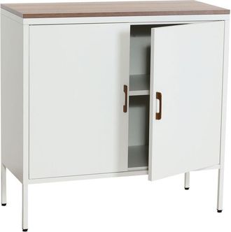 Hhg Non utilizzato] Credenza armadietto con 2 sportelli HHG 926 metallo mdf 90x90x40cm bianco