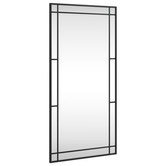 vidaXL Espejo De Pared Rectangular De Hierro Negro 50x100 Cm Vidaxl