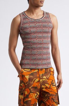 Martine Rose Bring Good News Rib Tank in Red Grey Stripe at Nordstrom, Size Medium