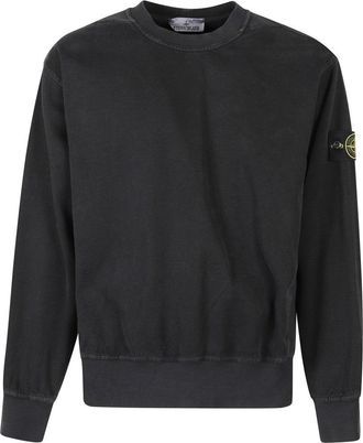 Stone Island Black Sweater With Signature Logo Patch