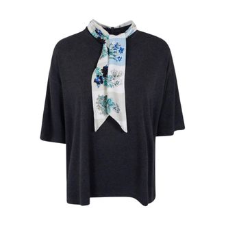 Paul Smith Camiseta de Algod&oacute;n con Bufanda - Tops - Mujer - Negro - XS