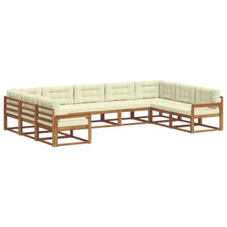 vidaXL Conjunto De Sof&aacute;s De Exterior 9 Uds. Natural Y Crema Vidaxl
