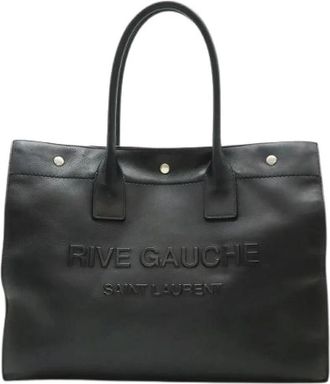 Saint Laurent Pre-owned Rive Gauche Leren Tote Bag - Dames - Vintage Shopper - Zwart - ONE Size - Leer - Vintage